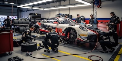 Club racing team in the paddock